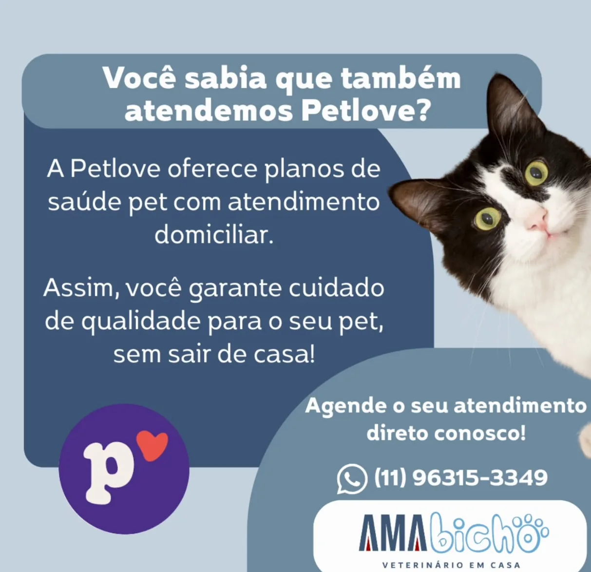 Informativo AMA Bicho sobre atendimento PetLove